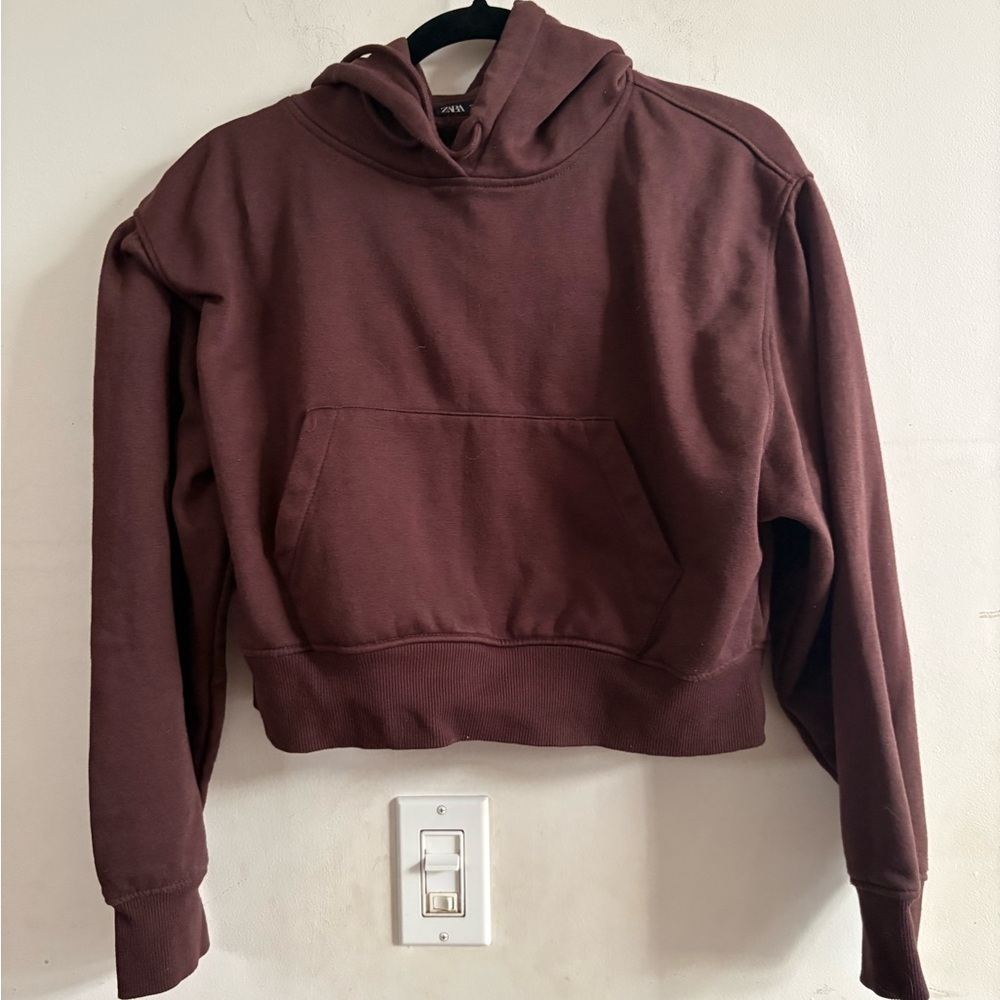 ZARA brown, cropped hoodie SIZE L sporty - Picture 3 of 4
